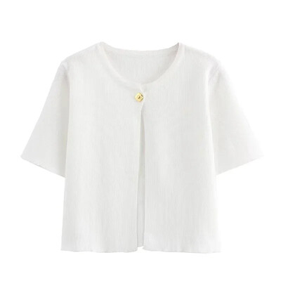 Sieviešu trikotāžas jakas ar vienu pogu, elegants sarkans sieviešu džemperis ar īsām piedurknēm, 2024. gada rudens modes ielas apģērba sieviešu džemperi