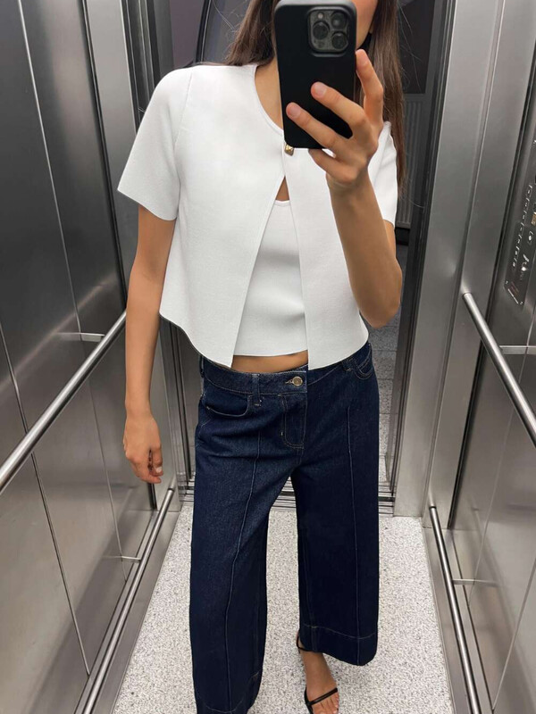 Sieviešu trikotāžas jakas ar vienu pogu, elegants sarkans sieviešu džemperis ar īsām piedurknēm, 2024. gada rudens modes ielas apģērba sieviešu džemperi