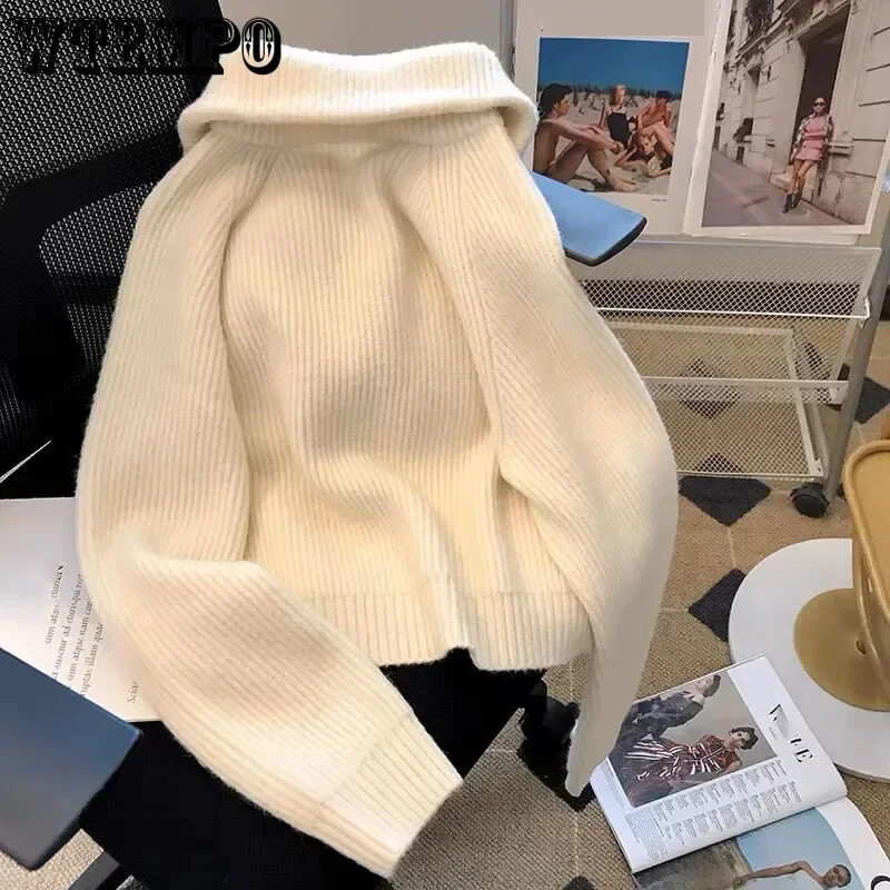 Tamno sivi pleteni kardigan s dvostrukim zatvaračem Kratki gornji kaput s otvorenim ovratnikom Ženski uski topli korejski modni američki proljeće jesen