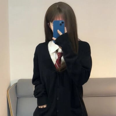 Kolledži kampsun Ülerõivad Kardigan JK vormiriietus sügistalvine jaapani täis V-kaelusega nööbitasku lahtine õhuke pikkade varrukatega kootud topp