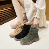 AIYUQI čizme za snijeg Ženske 2024 nove ženske zimske cipele Neklizajuće ravne ženske gležnjače velike veličine od prave kože