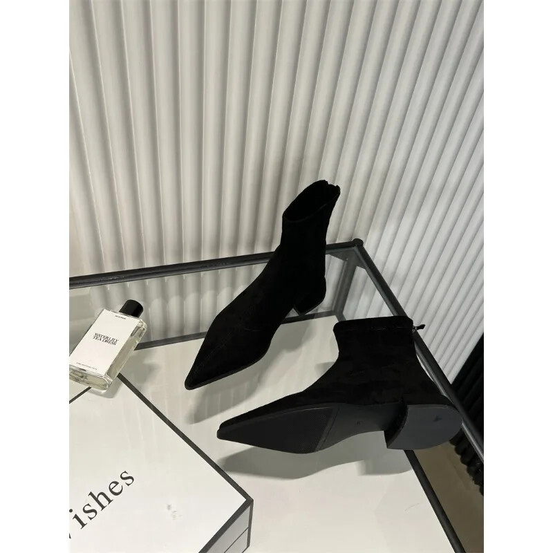 2024 Modne ženske gležnjače s patentnim zatvaračima na špic s cipelama na nisku petu Ženska obuća s leopard printom Ženske rastezljive moderne čizme