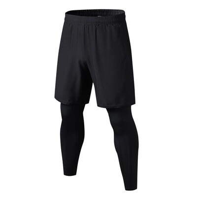 Vīriešu viltotas divdaļīgas sporta bikses Fitness Skrējiens Treniņš Ātri Dry Šauri Šorti Bikses Sporta zāle Īsi Treniņa Legingi Zeķubikses Treniņš