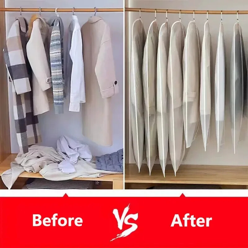 1/3/5GAB Mazgājamie apģērbi Piekarināmi Putekļu pārsegi Kāzu kleitas Pārvalki Uzvalks Mētelis Uzglabāšanas soma Garderobe Piekarināmo Apģērbu Organizatori