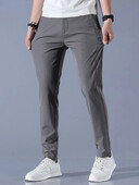 Pantaloni bărbați 2024 de vară din mătase de gheață pantaloni casual bărbați drepți largi, elastic, stil subțire, uscare rapidă, pantaloni de sport pentru tineret, respirabili