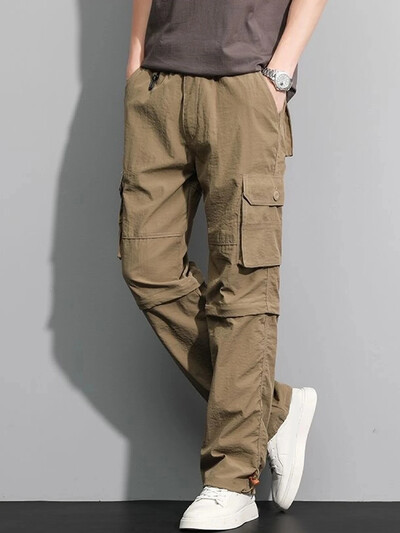 Vasaras plānās vīriešu brīvdabas darba apģērba bikses ar elpojošu un brīvu piegriezumu, liela izmēra noņemamas darba apģērba bikses, ikdienas panna