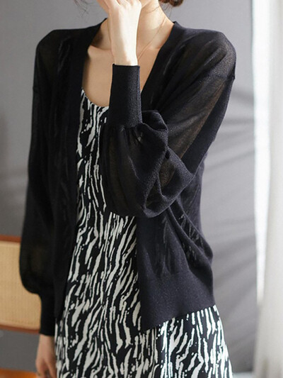 Cardigan elegant pentru femei, cu decolteu în V, cu un singur piept, subțire, rezistent la soare