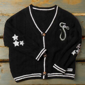 Reputație Cardigan cu Snake Star Cardigan Broderie Rep Taylor, cu decolteu în V, tricotat cu nasturi, în negru toamnă iarnă
