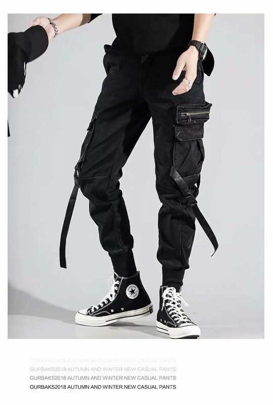 Klasična ulična odjeća Hip Hop Joggers Muške vrpce Cargo hlače Džepovi Taktičke ležerne muške hlače Trenirka K116