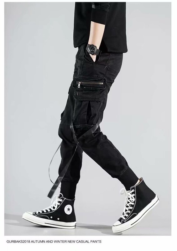 Klasična ulična odjeća Hip Hop Joggers Muške vrpce Cargo hlače Džepovi Taktičke ležerne muške hlače Trenirka K116