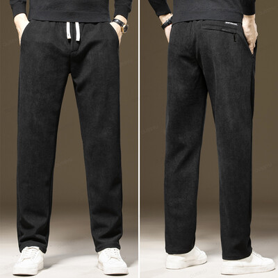 Nove jesensko-zimske muške ležerne hlače od samta, s debelim elastičnim strukom, poslovne ravne hlače za van, muške velike veličine M-6XL poklon