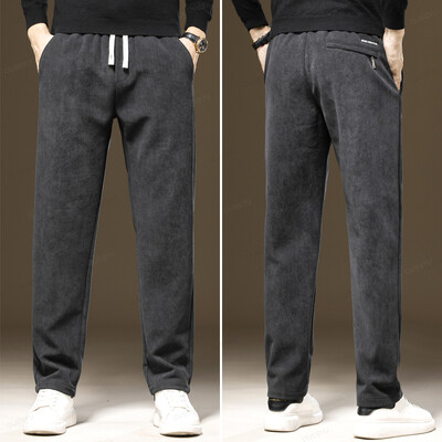Nove jesensko-zimske muške ležerne hlače od samta, s debelim elastičnim strukom, poslovne ravne hlače za van, muške velike veličine M-6XL poklon