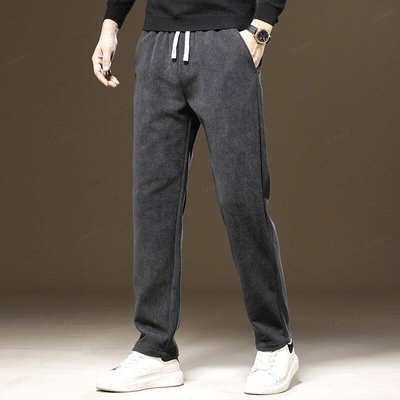 Nove jesensko-zimske muške ležerne hlače od samta, s debelim elastičnim strukom, poslovne ravne hlače za van, muške velike veličine M-6XL poklon