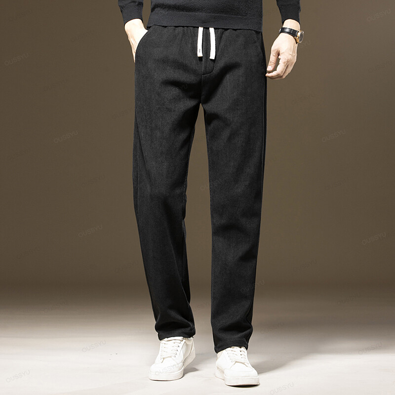 Nove jesensko-zimske muške ležerne hlače od samta, s debelim elastičnim strukom, poslovne ravne hlače za van, muške velike veličine M-6XL poklon