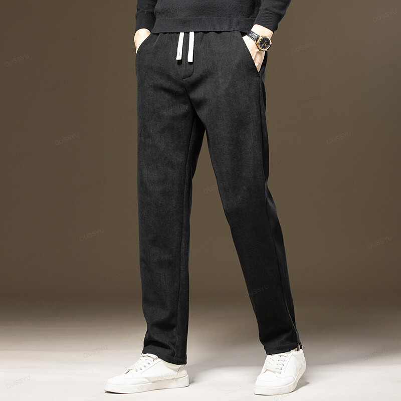 Nove jesensko-zimske muške ležerne hlače od samta, s debelim elastičnim strukom, poslovne ravne hlače za van, muške velike veličine M-6XL poklon