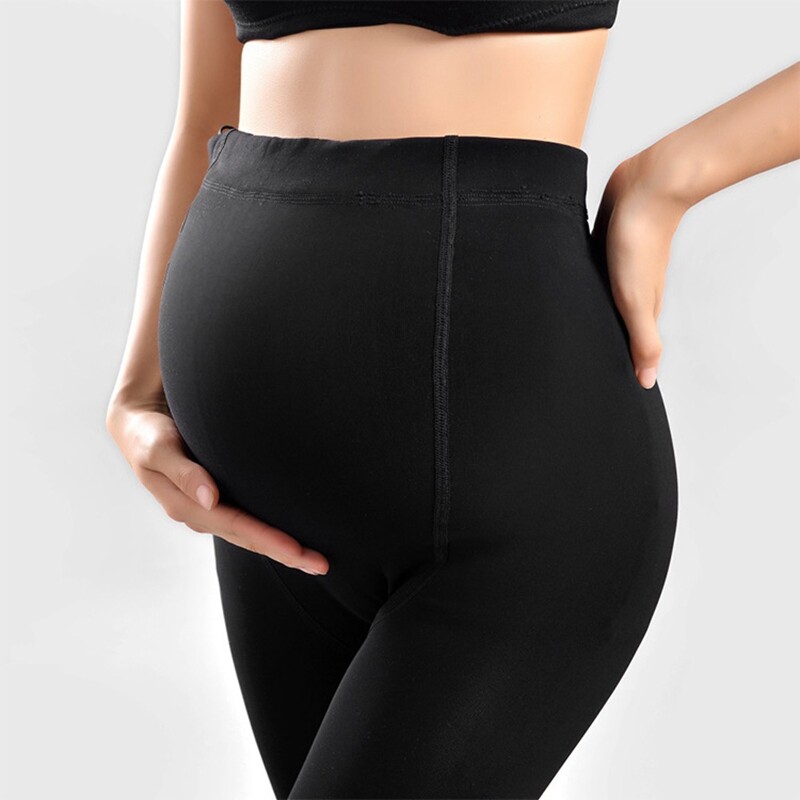 Зимни бременни черни клинове за бременни Топли меки кадифени панталони Бременни вътрешни вълнени дрехи Ropa Mujer Embarazada