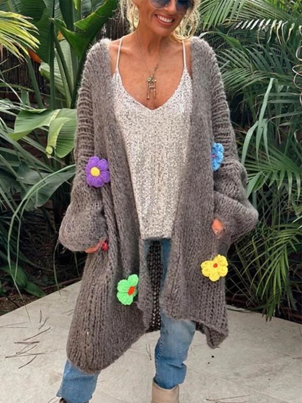 Modes svītru, gara jaka, sieviešu džemperis ar garām piedurknēm, lielizmēra trikotāžas mētelis rudens dāmas elegants ielas apģērba mētelis