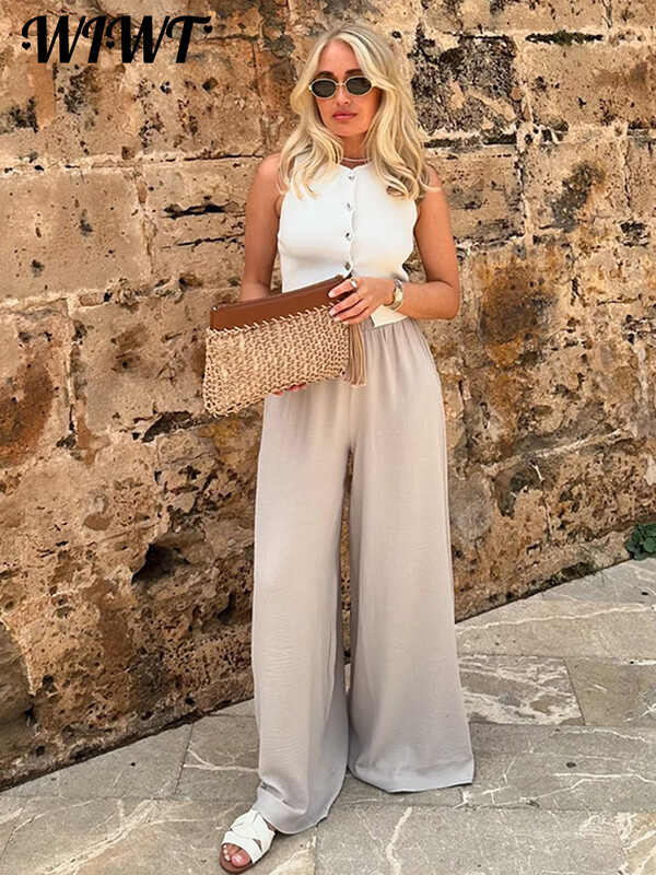 Ikdienišķa vienrindas veste Crop Tops Sieviešu Eleganta veste bez piedurknēm ar O veida kakla izgriezumu 2024. gada vasaras jauns dāmu modes apģērbs