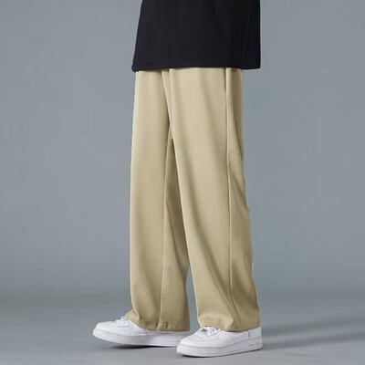 Pantaloni largi pentru bărbați, vară, toamnă, pantaloni sport, ocazional, largi, cu picioare late, fund drept, pantaloni cu talie înaltă pentru bărbați