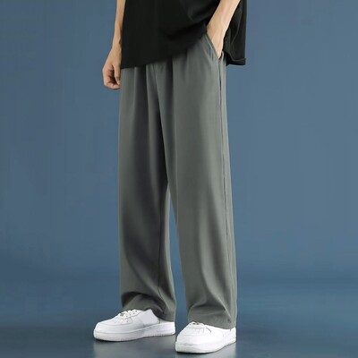 Pantaloni largi pentru bărbați, vară, toamnă, pantaloni sport, ocazional, largi, cu picioare late, fund drept, pantaloni cu talie înaltă pentru bărbați