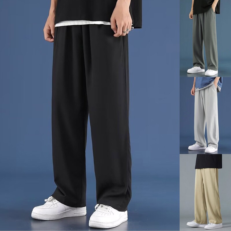 Pantaloni largi pentru bărbați, vară, toamnă, pantaloni sport, ocazional, largi, cu picioare late, fund drept, pantaloni cu talie înaltă pentru bărbați