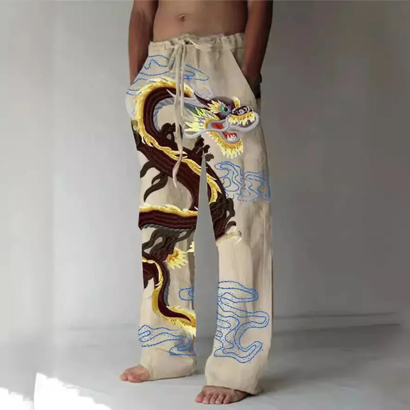 Vīriešu taisno ikdienas bikšu vairumtirdzniecība pavasarī, vasarā un rudenī, brīvu etniskā stila bikšu ražotāju vairumtirdzniecība