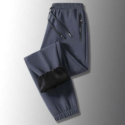 Vīriešu ziemas, siltas, polsterētas sporta bikses, ūdensizturīgas āra bikses, brīvas, savelkamās, biezas liela izmēra skriešanas bikses