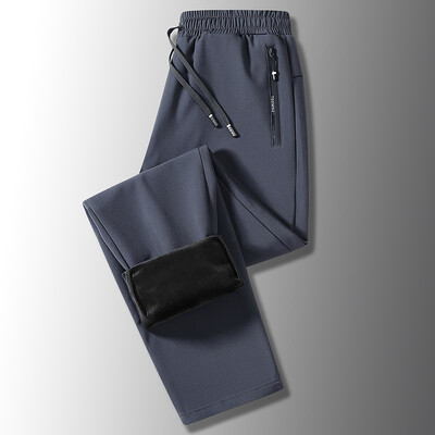 Vīriešu ziemas, siltas, polsterētas sporta bikses, ūdensizturīgas āra bikses, brīvas, savelkamās, biezas liela izmēra skriešanas bikses