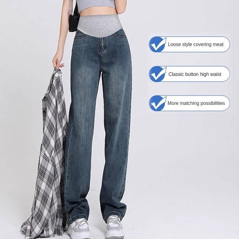 2024 Fashion Grūtnieču Džinsi Mātes apģērbi grūtniecēm Platas Bikses Vēders Atbalsta Bikses Premama Apģērbs Grūtniecība