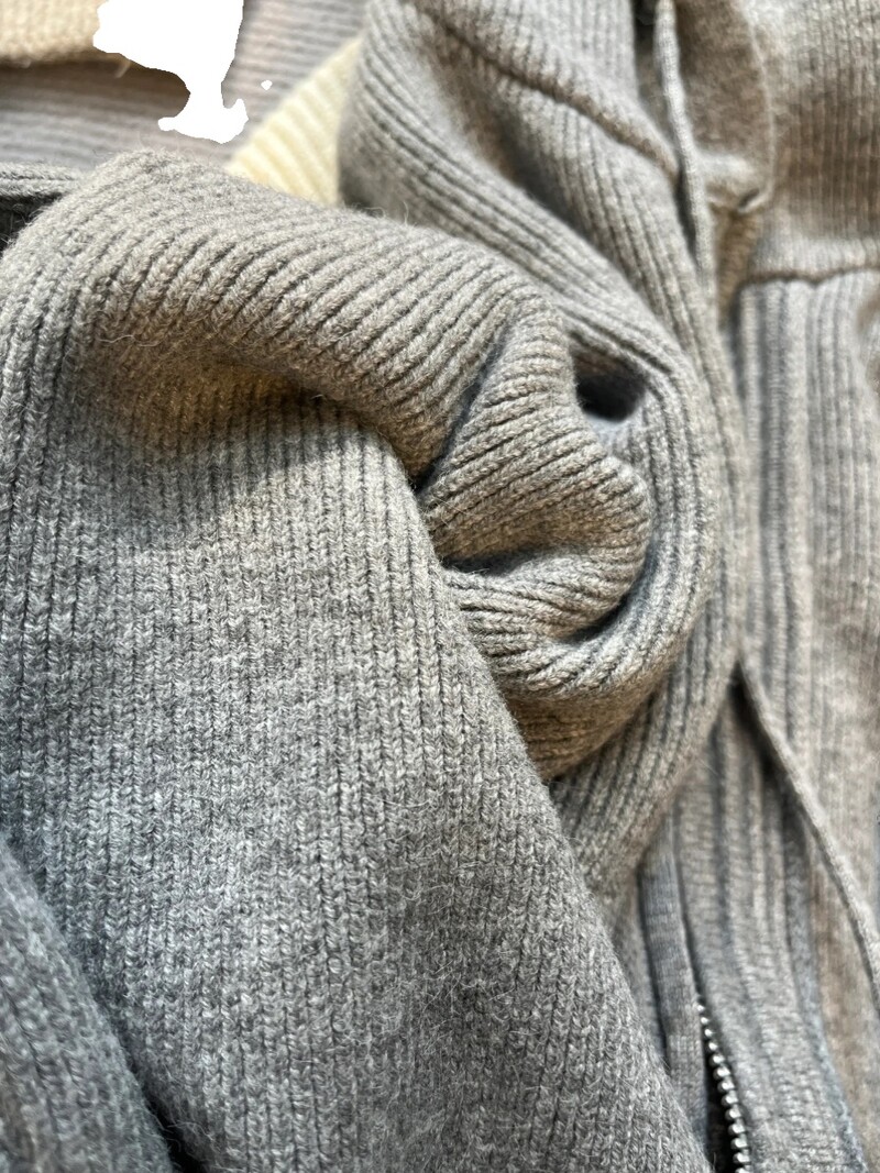 Pelēks džemperis sieviešu mētelis ar kapuci pavasara rudens ar dubultu rāvējslēdzēju garām piedurknēm, brīvi trikotāžas jakas, vienkāršas, pilnīgi piemērotas kapuces