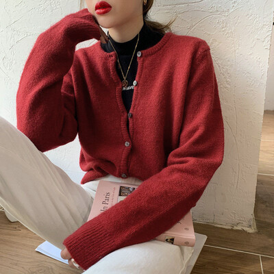 Γυναικεία γκρι κουμπιά ελαφριές πλεκτές ζακέτες Κασμίρ πουλόβερ Μαύρα φθινοπωρινά μακρυμάνικα γυναικεία μπλουζάκια