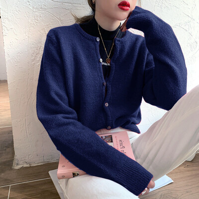 Γυναικεία γκρι κουμπιά ελαφριές πλεκτές ζακέτες Κασμίρ πουλόβερ Μαύρα φθινοπωρινά μακρυμάνικα γυναικεία μπλουζάκια