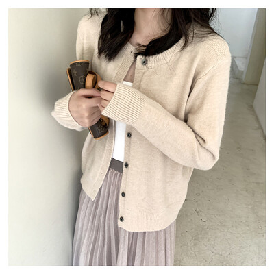 Γυναικεία γκρι κουμπιά ελαφριές πλεκτές ζακέτες Κασμίρ πουλόβερ Μαύρα φθινοπωρινά μακρυμάνικα γυναικεία μπλουζάκια