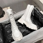 Nove srednje čizme Ženske jesenske zimske modne platforme na vezivanje Chelsea Botas Mujer čizme na vezanje Sportske ženske čizme Q57