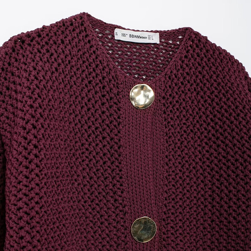 Willshela sieviešu modes ar kabatām sarkans, vienrindas trikotāžas džemperis ar garām piedurknēm ar O veida kakla izgriezumu, sieviešu eleganti sieviešu tērpi