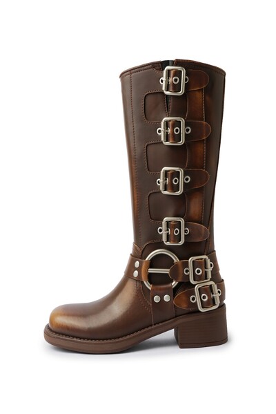 2023. gada vasaras jauni garie zābaki, bieza papēža jostas sprādzes, pretslīdes, plāni zābaki Retro modes, lielām piedurknēm motociklistu zābaki