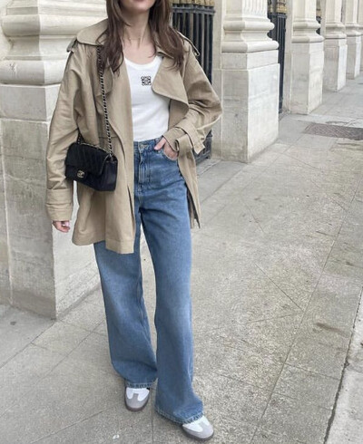 2024 Femei Toamna/Toamna Trench scurt din bumbac și haină