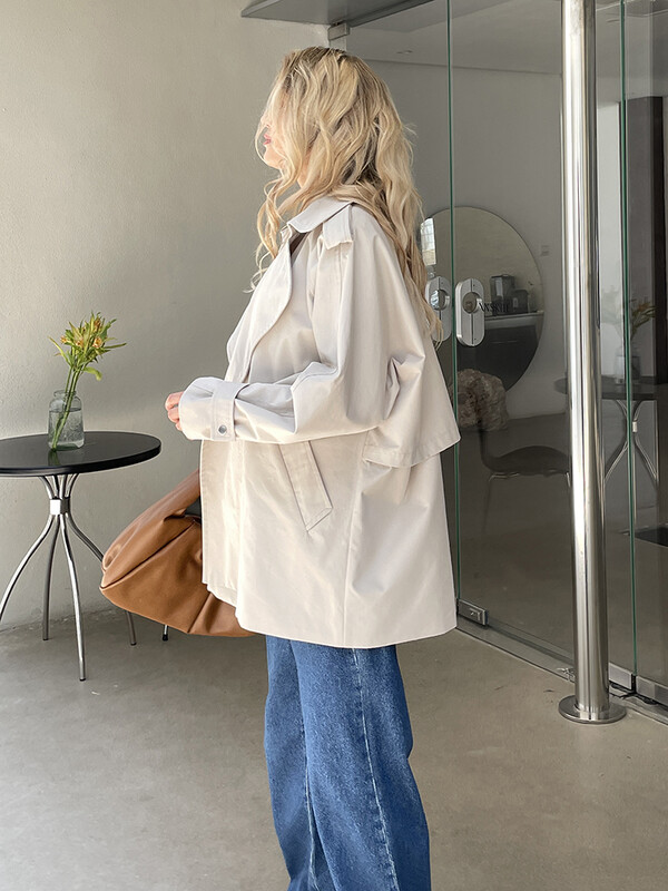 2024 Femei Toamna/Toamna Trench scurt din bumbac și haină