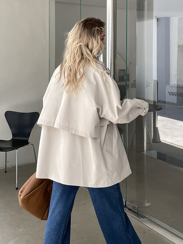 2024 Femei Toamna/Toamna Trench scurt din bumbac și haină