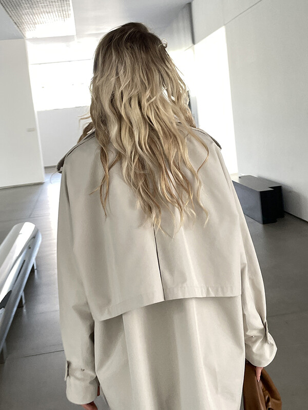 2024 Femei Toamna/Toamna Trench scurt din bumbac și haină