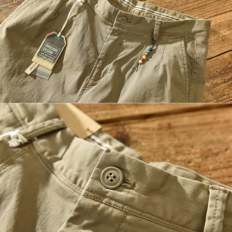 HIQORi bränd 2023 kevad-sügis meeste puuvillased vintage ühevärvilised püksid Moodsad pärlitega disain Tänavarõivad püksid meeste rõivad