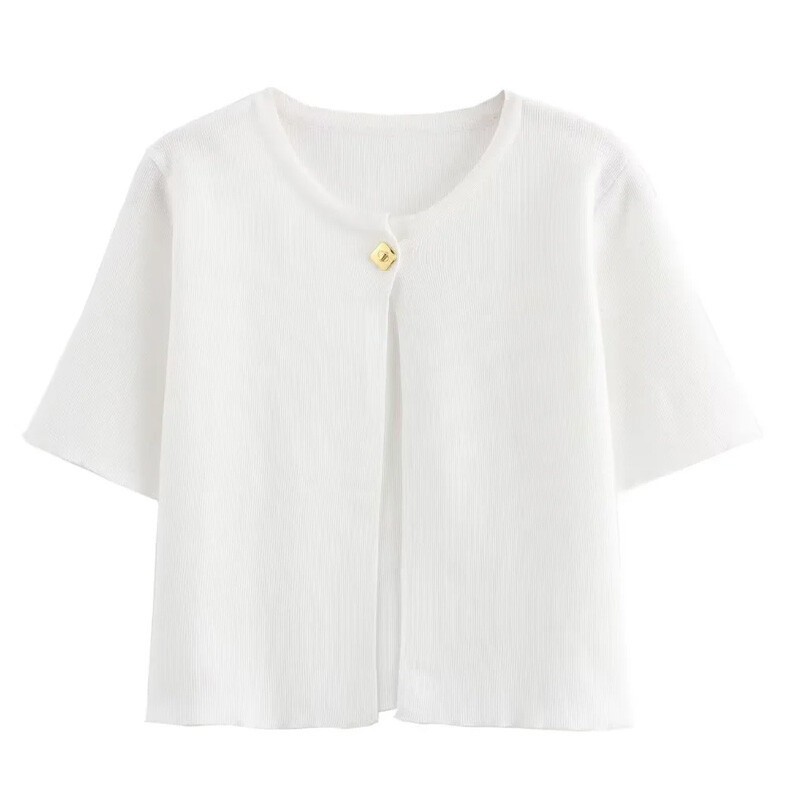 TRAF 2024 Sieviešu jaka īsie džemperi Trikotāžas jaciņa sievietēm Rudens plānas baltas sarkanas jakas Sieviešu džemperi ar īsām piedurknēm