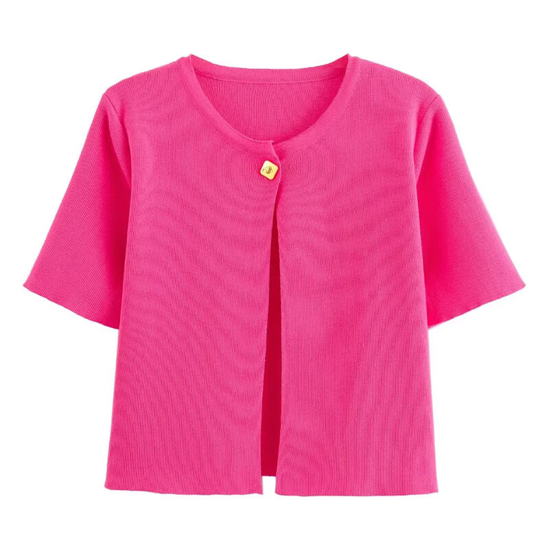 TRAF 2024 Sieviešu jaka īsie džemperi Trikotāžas jaciņa sievietēm Rudens plānas baltas sarkanas jakas Sieviešu džemperi ar īsām piedurknēm