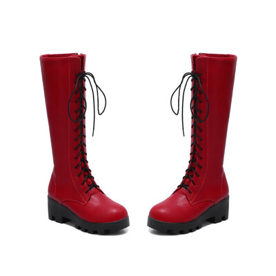 YMECHIC 2023, sarkans, liela izmēra, mežģīņots sieviešu apavi ar augstu papēžu vidusdaļu