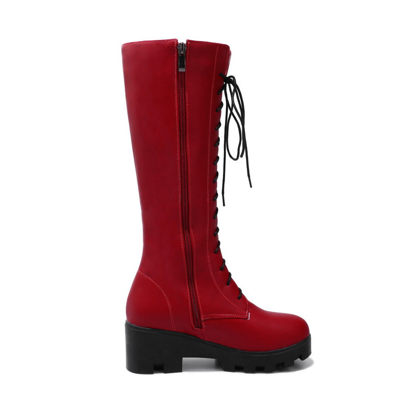 YMECHIC 2023, sarkans, liela izmēra, mežģīņots sieviešu apavi ar augstu papēžu vidusdaļu