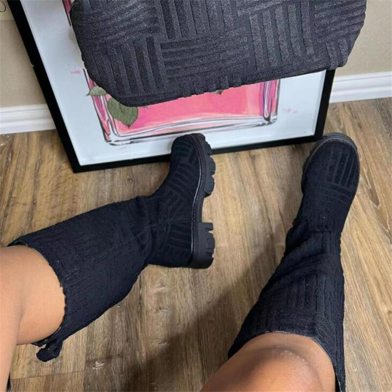 Luksusa zīmols 2023 jauns sieviešu biezas zoles, biezi papēžu siltie zābaki Sieviešu dvielis Kokvilnas zābaki Motozābaki 36-43 zābaki sievietēm