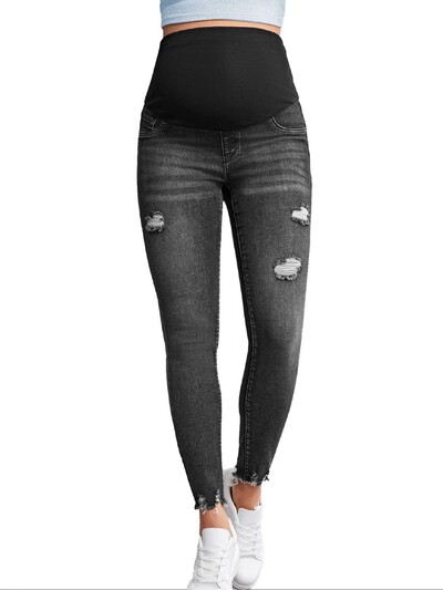 2024. gada jauna vasaras rudens mode Grūtnieču džinsi ar augstu vidukli Vēders šauri zīmuļbikses Apģērbi grūtniecēm Grūtniecība