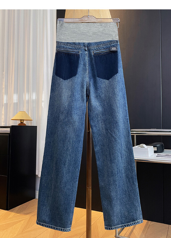 Slim Fit brīvi taisni džinsa džinsi grūtniecēm pavasara rudens mazgātas vēdera bikses grūtniecēm Grūtniecība 2 g Grūtniecība