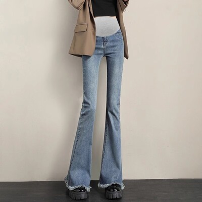 Modes Sieviešu Džinsi Māmiņai Atpūta Boot Cut Bikses Grūtniecības Bikses Slim Fit Liela izmēra Grūtnieču bikses Grūtnieču Apģērbs Māte