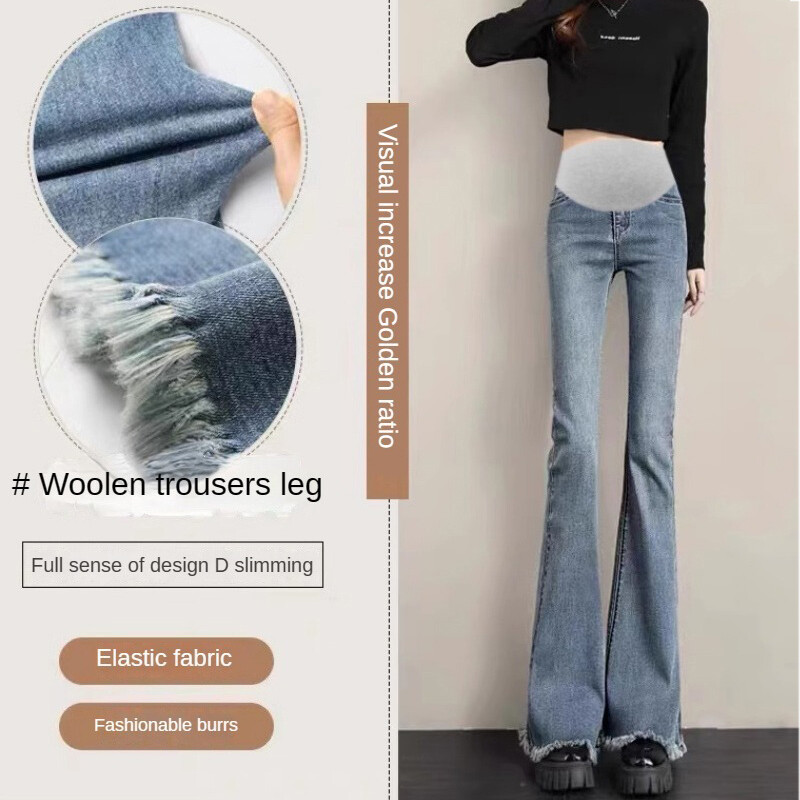 Modes Sieviešu Džinsi Māmiņai Atpūta Boot Cut Bikses Grūtniecības Bikses Slim Fit Liela izmēra Grūtnieču bikses Grūtnieču Apģērbs Māte